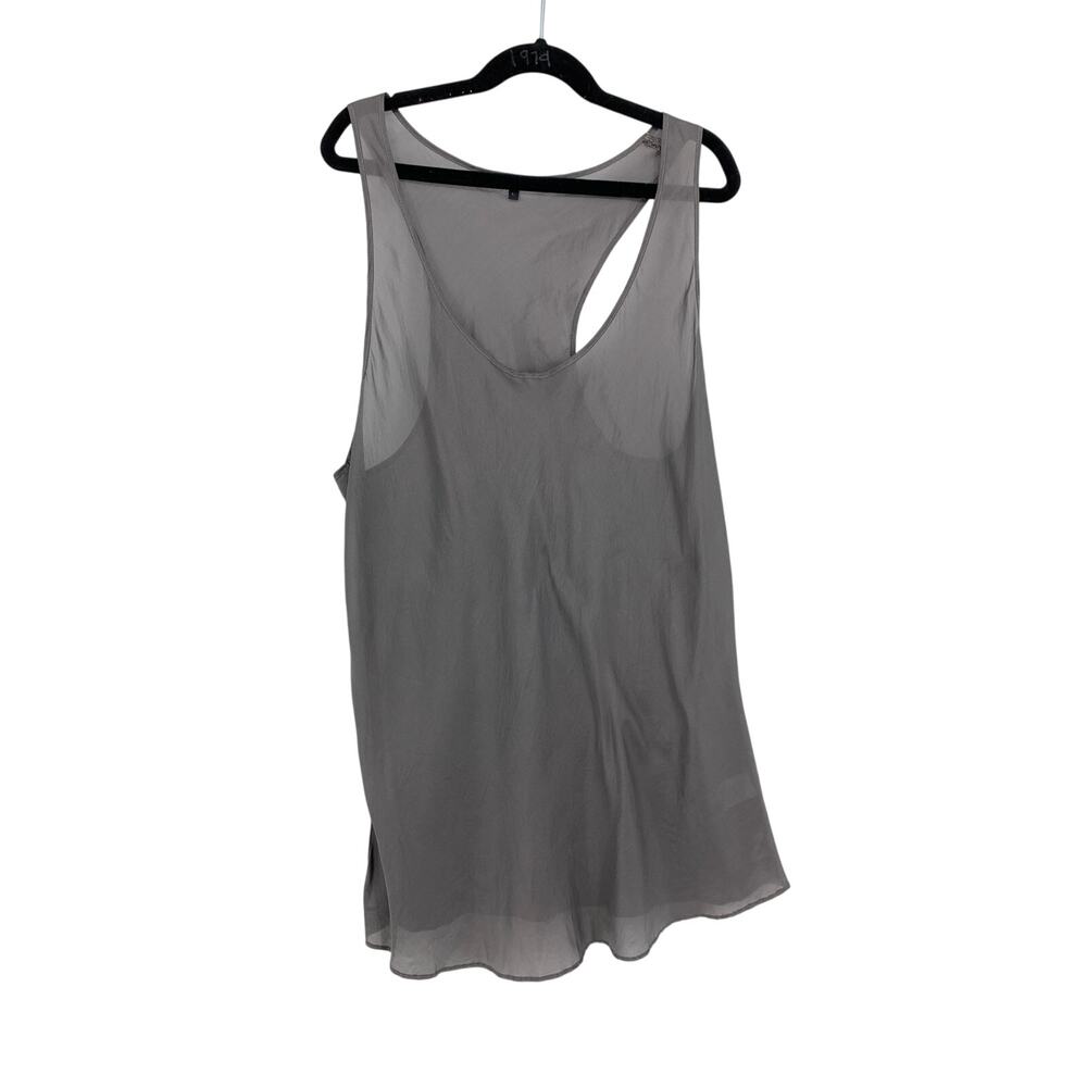 Beautiful People Silk Racerback Tank Top Womens Size Large Dark Gray Scoop Neck